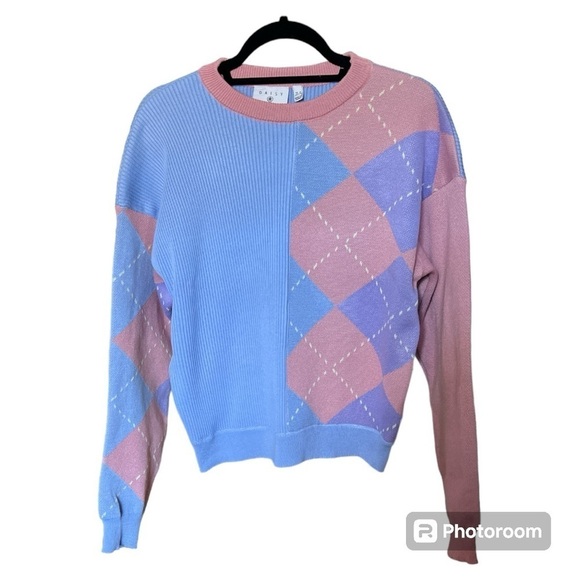 Daisy Street - ASOS patchwork pastel relaxed knitted sweater size Small - Picture 5 of 8